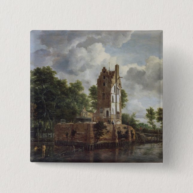 Bóton Quadrado 5.08cm A torre de igreja (Frente)