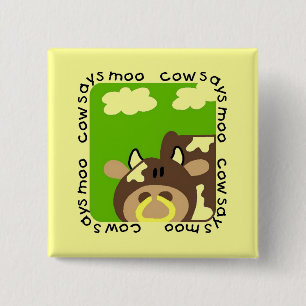 Bóton Quadrado 5.08cm A vaca diz o camiseta e os presentes do MOO