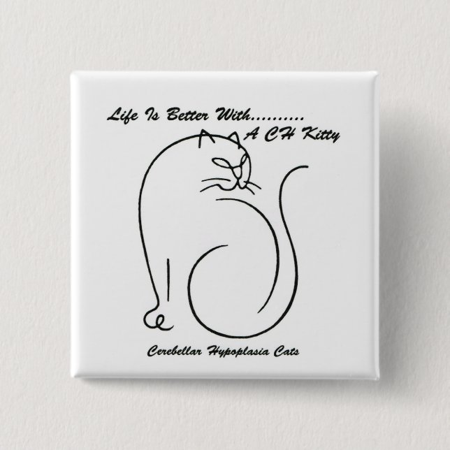 Bóton Quadrado 5.08cm A vida é melhor com um botão CH (Frente)