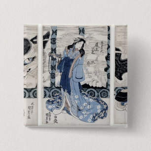 Bóton Quadrado 5.08cm A vila de Yatsuhashi em Okasaki