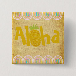 Bóton Quadrado 5.08cm Abacaxi Rústico Aloha