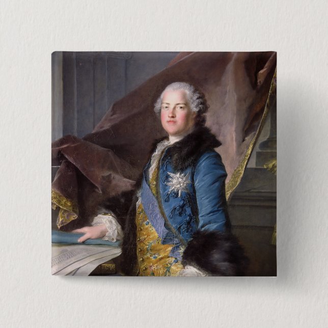Bóton Quadrado 5.08cm Abel Francois Poisson Marquês de Marigny, 1755 (Frente)