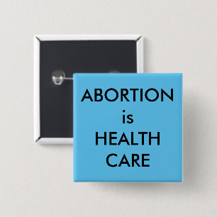 Bóton Quadrado 5.08cm Aborto é texto negro da Saúde em azul-céu