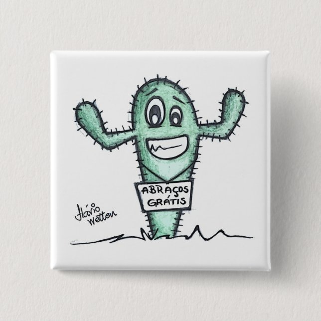 Bóton Quadrado 5.08cm Abraço Grátis (Frente)