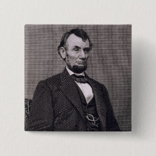 Bóton Quadrado 5.08cm Abraham Lincoln, gravado de uma fotografia vai