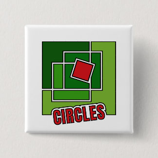 Bóton Quadrado 5.08cm Abstração Verde com Quadrado Vermelho Torcido