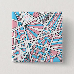 Bóton Quadrado 5.08cm Abstrato Azul cor-de-rosa  de porta Zen do Pride T