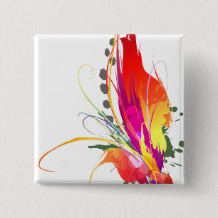 Bóton Quadrado 5.08cm Abstrato Bird of Paradise Paint Splatters