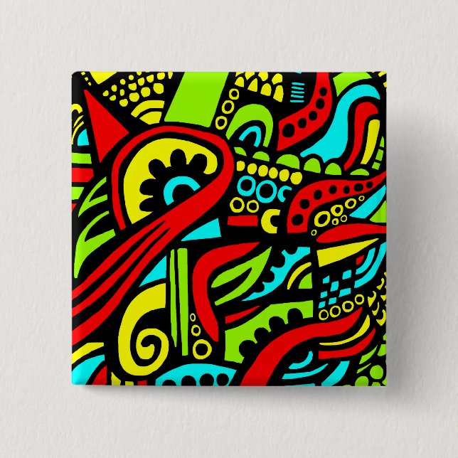 Bóton Quadrado 5.08cm Abstrato de desenho animado (Frente)