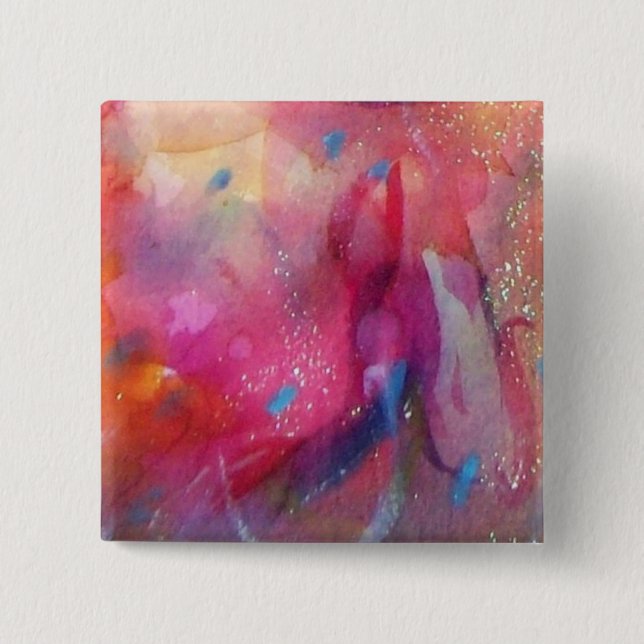 Bóton Quadrado 5.08cm Abstrato DE PINCO AZUL (Frente)