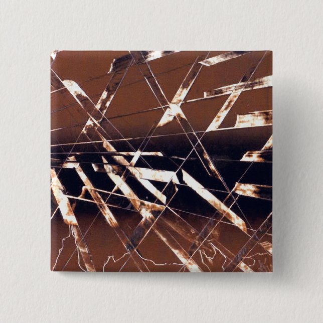 Bóton Quadrado 5.08cm Abstrato geométrico em castanho e preto (Frente)