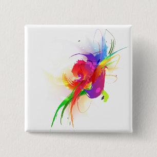 Bóton Quadrado 5.08cm Abstrato Rainbow Lorikeet Paint Splatters