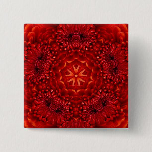 Bóton Quadrado 5.08cm Abstrato VERMELHO das FLORES da DÁLIA floral
