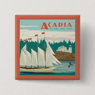 Bóton Quadrado 5.08cm Acadia National Park, Maine Embarcação de vela e