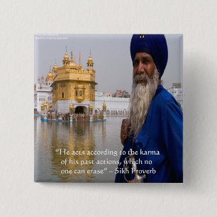 Bóton Quadrado 5.08cm Ações Sikh/Karma Provérbio