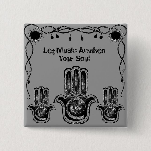 Bóton Quadrado 5.08cm Acordar Musical (Frente)