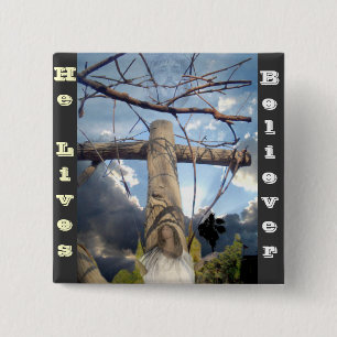 Bóton Quadrado 5.08cm Acredito, ele vive.