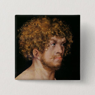 Bóton Quadrado 5.08cm Adam e véspera, detalhe da cabeça de Adam