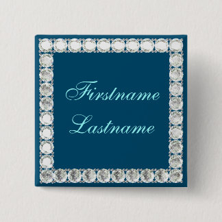 Bóton Quadrado 5.08cm Adicionar um diamante personalizável azul