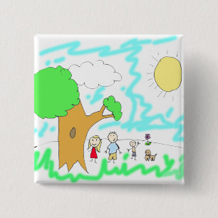 Bóton Quadrado 5.08cm Adicione o Trabalho de arte do seu filho a isto