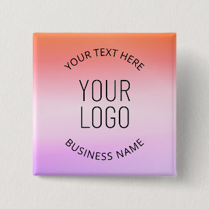 Bóton Quadrado 5.08cm Adicione seu logotipo Cores de gradiente sunset
