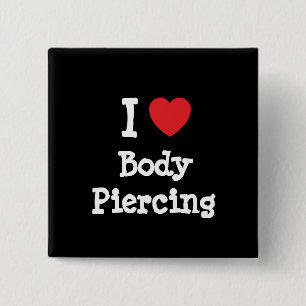 Bóton Quadrado 5.08cm Adoro o Body Piercing coração personalizado