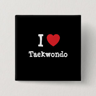 Bóton Quadrado 5.08cm Adoro o coração de Taekwondo personalizado