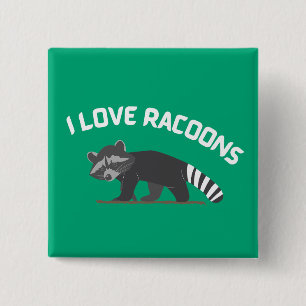 Bóton Quadrado 5.08cm Adoro Racoons