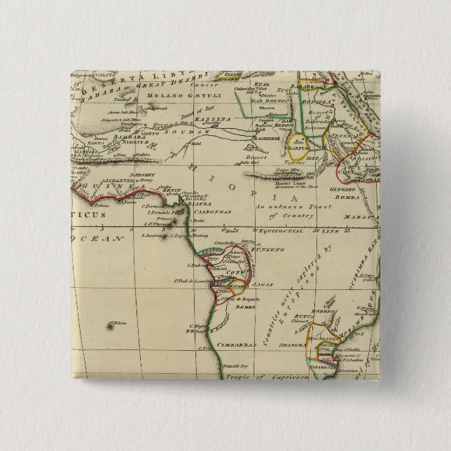 Bóton Quadrado 5.08cm África com limites delineados (Frente)