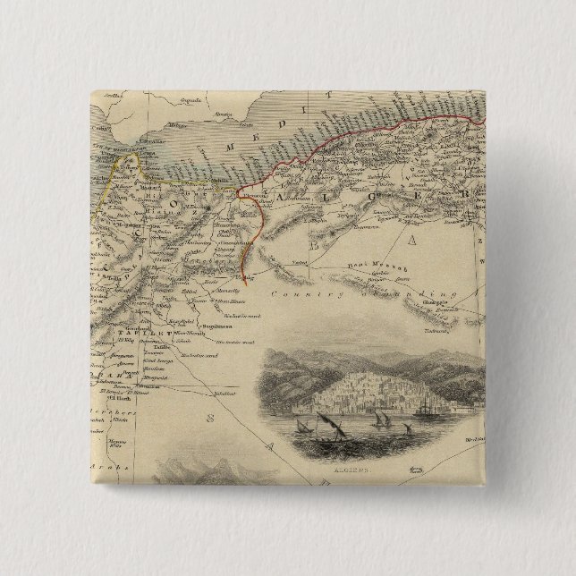 Bóton Quadrado 5.08cm África Norte (Frente)