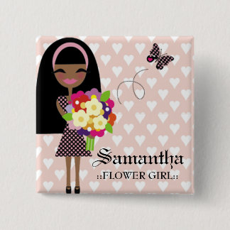 Bóton Quadrado 5.08cm AFRO-AMERICANO do PIN da MENINA 311-FLOWER