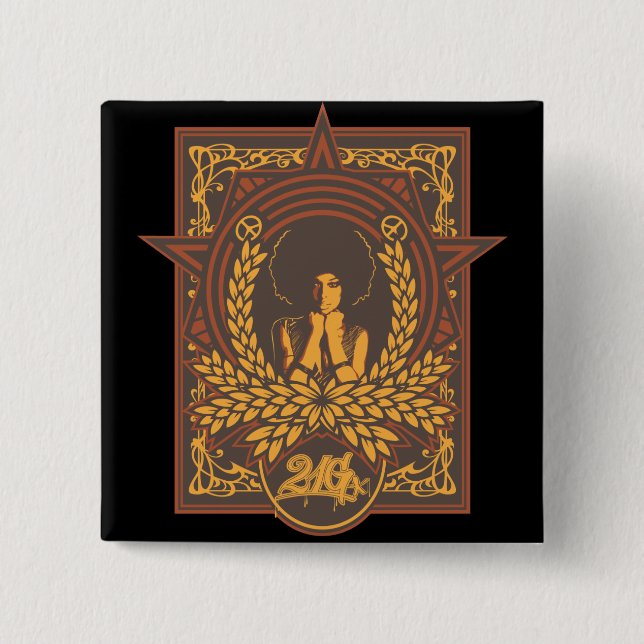 Bóton Quadrado 5.08cm Afro do funk da paz (Frente)