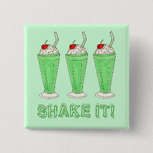Bóton Quadrado 5.08cm Agite! Rua verde, dia de Patrick, dia de Milkshake