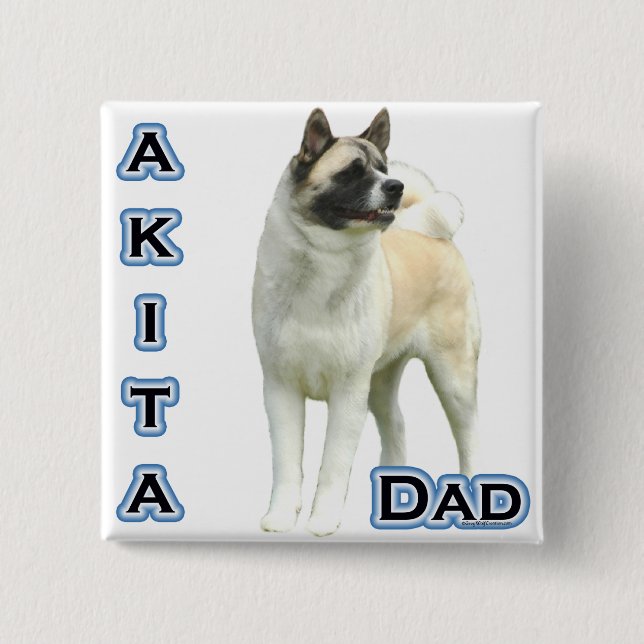 Bóton Quadrado 5.08cm Akita Pai 4 (Frente)