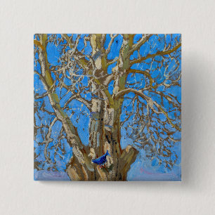 Bóton Quadrado 5.08cm Akseli Gallen-Kallela - Crack Willow e Blue Bird