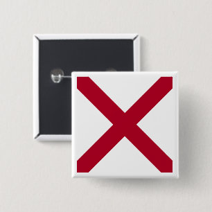 Bóton Quadrado 5.08cm Alabama: Rua Andrew Crimson Cross Flag