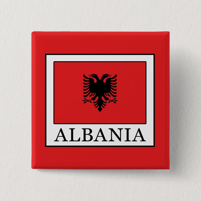 Bóton Quadrado 5.08cm Albânia (Frente)