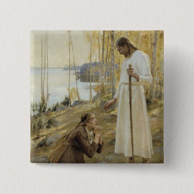 Bóton Quadrado 5.08cm Albert Edelsense - Cristo e Mary Magdalene (Frente)