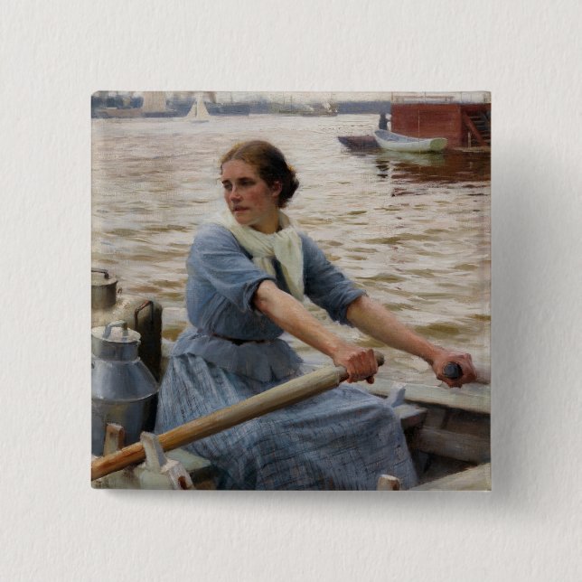 Bóton Quadrado 5.08cm Albert Edelsense - La Laitiere (Frente)