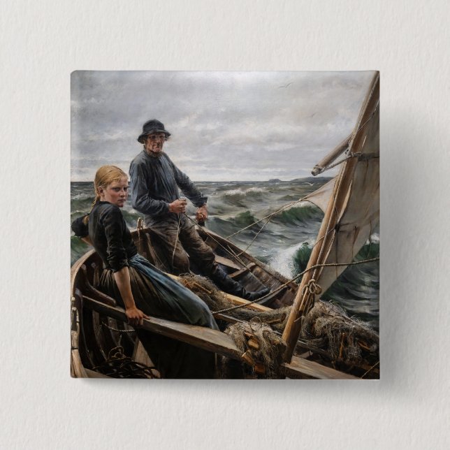 Bóton Quadrado 5.08cm Albert Edelsense - No Mar (Frente)