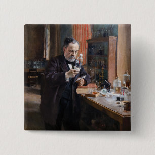 Bóton Quadrado 5.08cm Albert Edelsense - Retrato de Louis Pasteur