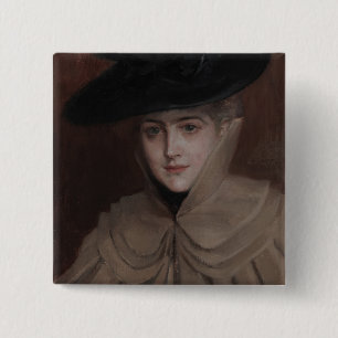 Bóton Quadrado 5.08cm Albert Edelsense - Retrato de uma Jovem Mulher