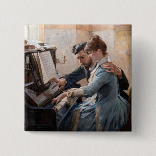 Bóton Quadrado 5.08cm Albert Edelsense - Tocando o Piano