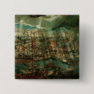 Bóton Quadrado 5.08cm Alegoria da batalha de Lepanto