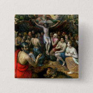 Bóton Quadrado 5.08cm Alegoria da trindade (óleo no painel)