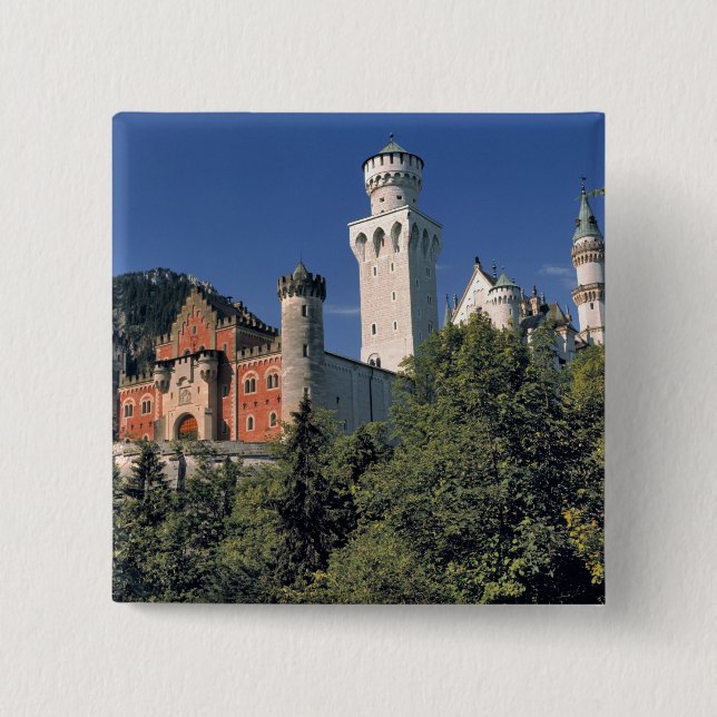 Bóton Quadrado 5.08cm Alemanha, Baviera, Castelo de Neuschwanstein. (Frente)