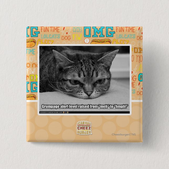 Bóton Quadrado 5.08cm Alerta de Grumpage (Frente)