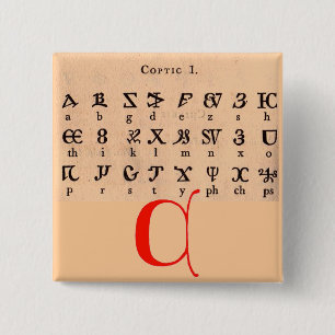Bóton Quadrado 5.08cm Alfabeto Copta