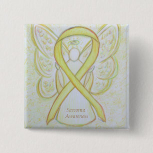 Bóton Quadrado 5.08cm Alfinete de Anjo do Laço de Conscientização Amarel