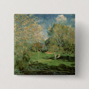 Bóton Quadrado 5.08cm Alfred Sisley o jardim da família de Hoschede